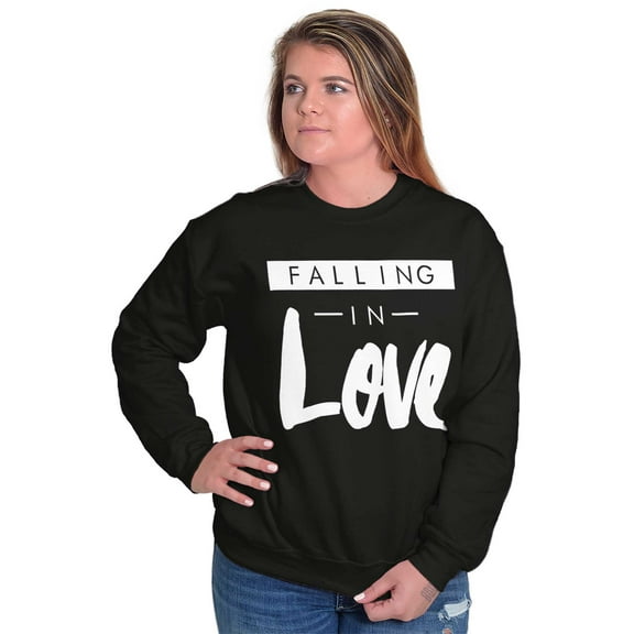 Falling in Love Romantic Cute Trendy Women Crewneck Sweatshirt Brisco Brands S