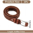 thumbnail image 2 of 44-7/8 Inch Casual Woven Leather Belt Mens Belts Leather Dress Belt Men's Imitation Leather Woven Solid Alloy Buckle Hand Belts Gift for Jeans Golf Pants (Light Brown), 2 of 6