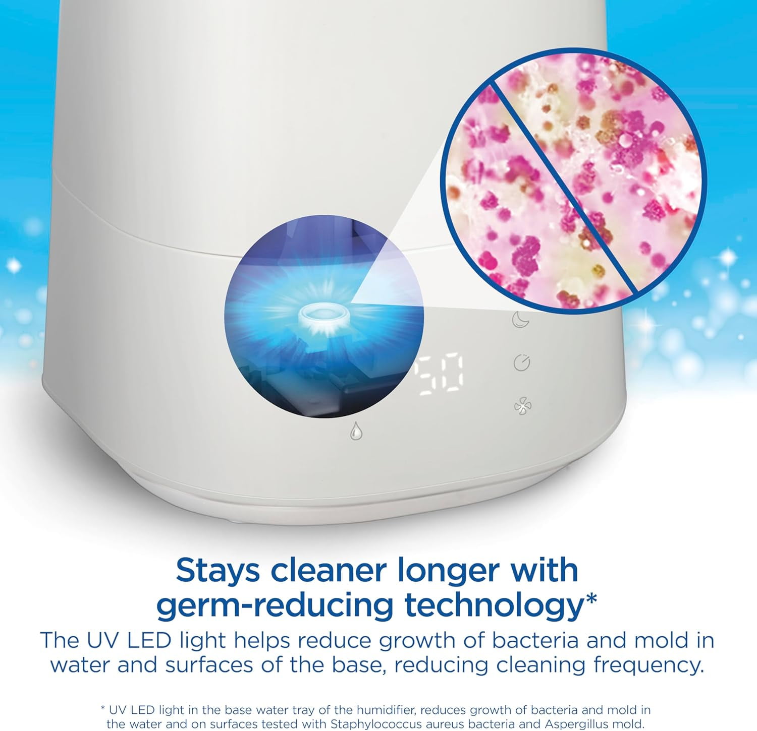 Humidifier for Bedroom with LED Light, 4L , Quiet Cool Mist for to 475 Sq Ft