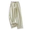 thumbnail image 4 of BRGZLK Pants Women Rawstring Pants Cotton Wide Leg Y2K Plaid Pajamas Pants Elastic High Waist Checkered Lounge Pj Pants Going Out Trousers, 4 of 4