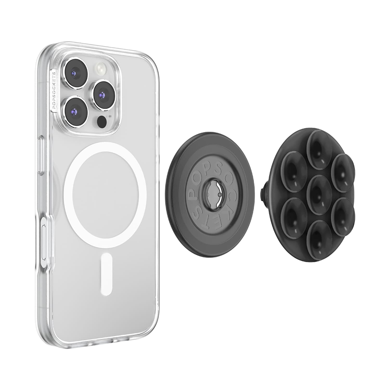 PopSockets PopGrip Suck-up for MagSafe Round with Adapter Translucent Black
