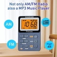 thumbnail image 3 of Radio Portable AM FM, Radio de Poche Rechargeable avec Meilleur Syntonisation Numérique de Réception, MP3, Écouteurs Stéréo, Grand Écran LCD, Prise Carte TF, Radio Transistor pour Jogging/Gym/Camping (Gris), 3 of 6