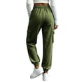 thumbnail image 7 of Womens Casual Sweatpants, Elastic Drawstring Waist Tapered Leg Pants with Multi Pockets, Jogger Pants for Fitness & Running | VerBelle,Army Green L, 7 of 7