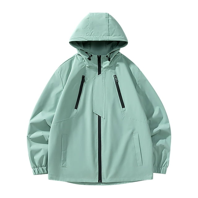 LOVZFMLL Jackets for Women's New Hooded Jacket Outdoor Climbing Wear Sports Solid Color Hardshell Jacket
