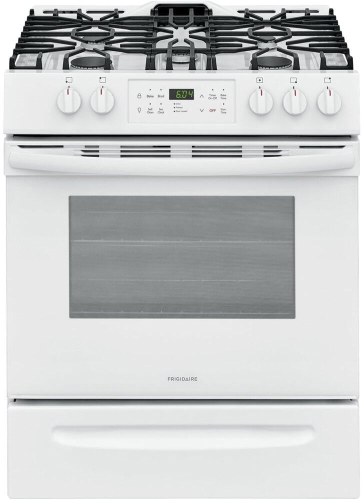 "Frigidaire FFGH3054UW 30"""" SlideIn Gas Range with 5 Burners 5 Cu