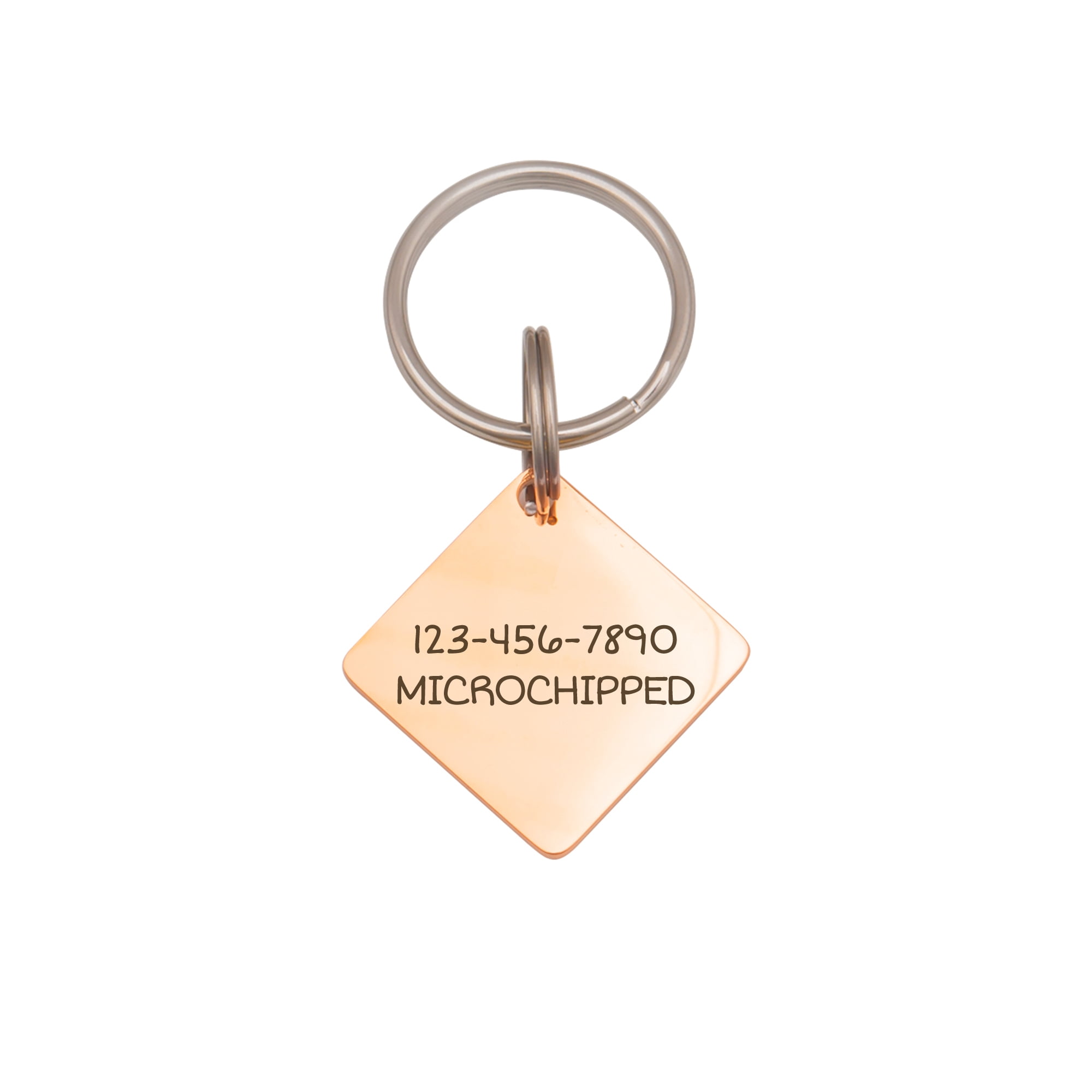 Anavia Stainless Steel Metal Diamond Name - Icon Birthday Holiday Christmas Engraved Dog Cat ID Tag, Rose Gold