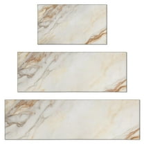 White Gold Marble Pattern Kitchen Rugs Sets Of 3,Kitchen Runner Rugs Non Skid Washable,Decorative Kitchen Floor Mats for Kitchen,Sink,Laundry,17"x30" 17"x47" 17"x59"