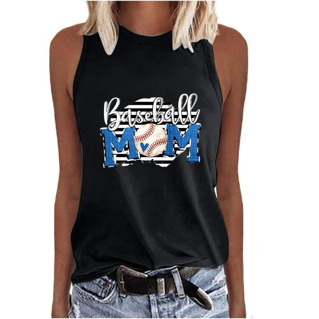 EQWLJWE Hauts d'Été pour Femmes Hauts pour Femmes en Liquidation Mode Femmes Imprimé Col Rond Sans Manches Chemises Tuniques Tee Tops