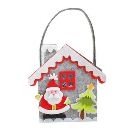 

Christmas House Shape Non Woven Cloth Candy Holder Handbag Xmas Sugar Treat Bags Hanging Pendant Decor