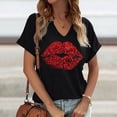 thumbnail image 2 of SJLDQY Women's Tshirts Short Sleeve T-Shirts for Women Casual V Neck Lips Graphic Breathable Tee Tops, 2 of 4