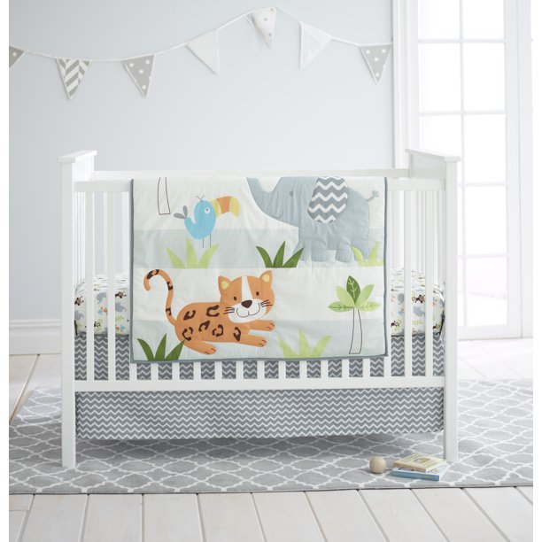 Cuddletime Newborn Baby & Toddler Crib Bedding Set, Amazonia, 3piece