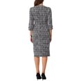 thumbnail image 3 of INSPIRE CHIC Women's Tweed Dress Boat Neck 3/4 Sleeve Knee Length Work Dress XS Black, 3 of 6