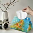 thumbnail image 2 of ZUXONGSY Sunflower Oil Painting Tissue Box Cover Modern PU Leather Tissue Holder with Buttons Rectangular Fashion Tissue Cube Box Cover Easy to Install Stylish Home Decor, 2 of 7
