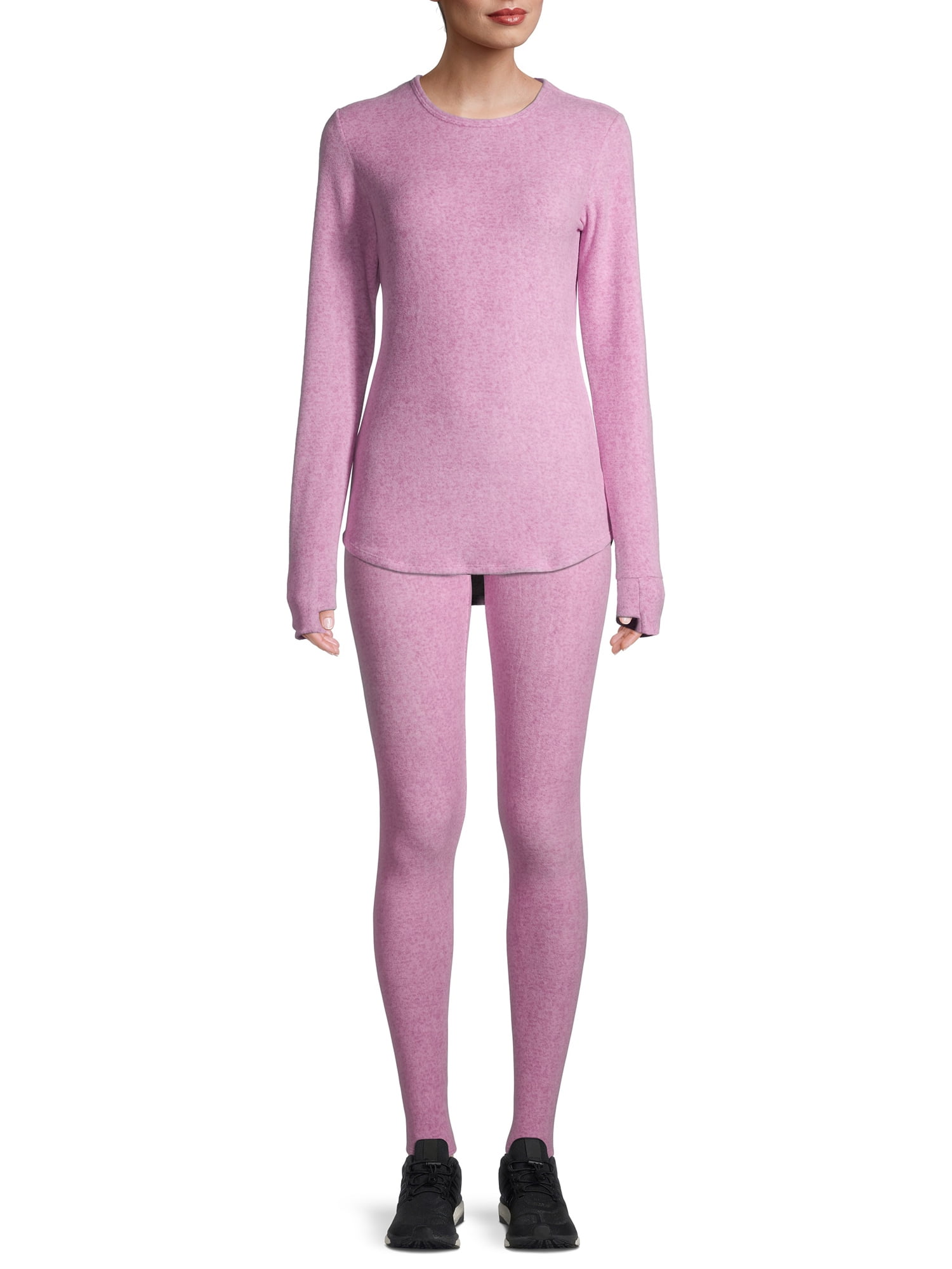 ClimateRight by Cuddl Duds Women's Warm Stretch Fleece Long Sleeve Crew Neck Thermal Base Layer Top, Sizes XS to 4X