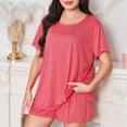 thumbnail image 3 of Conjunto de pijama de manga corta suave para mujer trajes de salón de 2 piezas ropa de casa diaria para mujer, 3 of 7