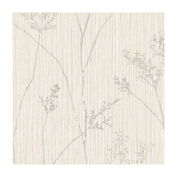Concord Wallcoverings Textured Wallpaper Floral Featuring Lines Flowers, Off White Gray, 21 In x 33 Ft (56 sq. ft), TX34808