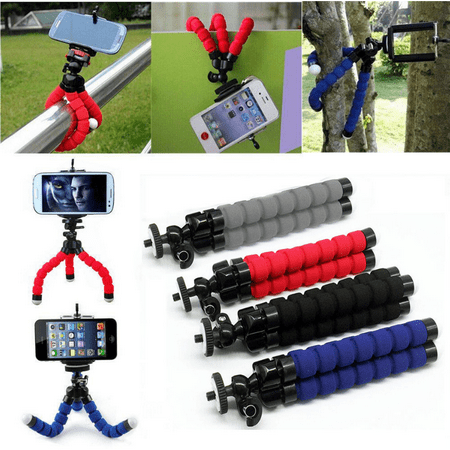 Mobile Phone Holder For Tripod Spencer Universal Octopus Mini Flexiable Tripod Mount Holder For Cell Phone Camera iPhone Samsung with Phone Clip Black ()