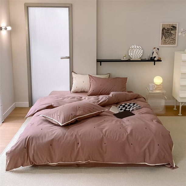 Xiao Hua Juego de sábanas, juego de sábanas y fundas de almohada, juego de cama individual, ropa de cama de hotel, decoración del hogar (rosa)