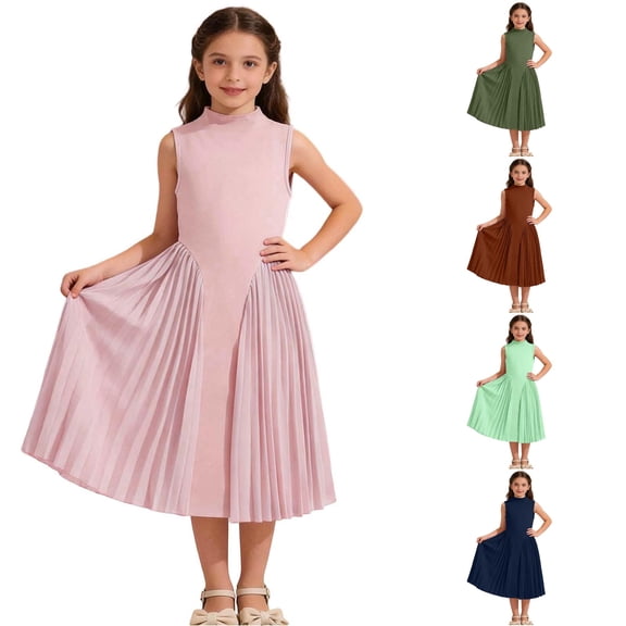 Shachafan Elegant Girls Long Dress With Pleated Skirt And Sleeveless Design For Summer Formal Occasions And Party Wear Youth Dress Shirt
