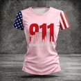 thumbnail image 4 of Domzest Womens Never Forget Patriotic T-Shirt 9/11 25th Anniversary Shirt Short Sleeve Crew Neck USA Flag Graphic Tee Pink XL, 4 of 6