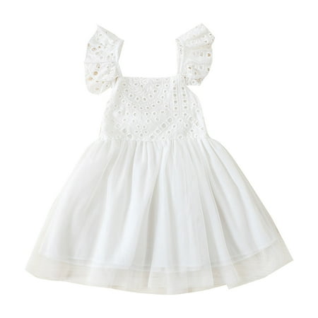 

BSDHBS Gril Dress Kids Toddler Baby Girls Spring Summer Solid Cotton Ruffle Sleeveless Princess Dress Clothes