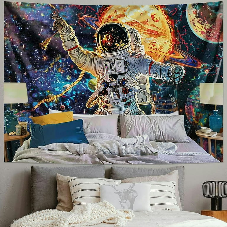 Trippy Astronaut Tapestry Blacklight Space Tapestry Posters For