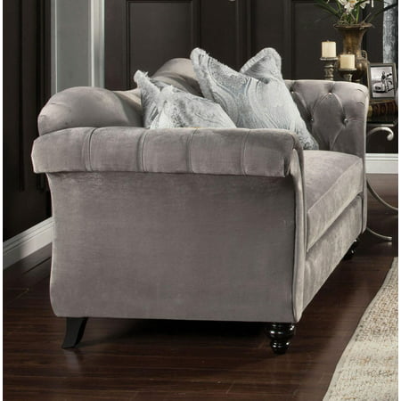 Traditional Fabric Upholstery Loveseat in Gray Antoinette Furniture of America