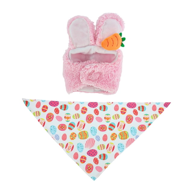 Disfraz de ganso de Pascua para estatua de 58 cm, divertido, creativo, decorativo, primaveral, con orejas de conejo y bufanda para patio, porche y Rosa