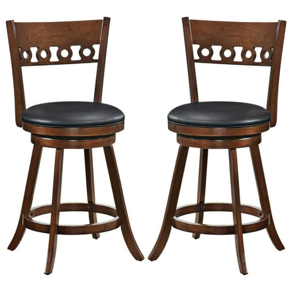 Kadyn Bar Stools, Counter Bar Stools, Set of 2 Swivel Bar Stools with Rubber Wood Frame-24.5 inches