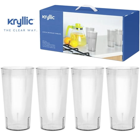 Plastic Tumblers Dishwasher Safe Water Drinking Glasses Reusable Cups Acrylic Tumblers Break Resistant 20 Ounce Tumbler Set of 16 Bpa Free Cup for Water Juice Wine Best Gift Idea by Kryllic
