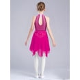thumbnail image 6 of Hansber Kids Girls Sleeveless Glittery Mesh Irregular Hem Figure Ice Skating Dress Ballet Lyrical Dance Wear Hot Pink 10, 6 of 6