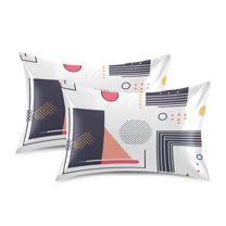 Yayeee Pillowcase Standard Size Set of 2 Satin Wrinkle Resistant Pillow Case, White Simple Shapes