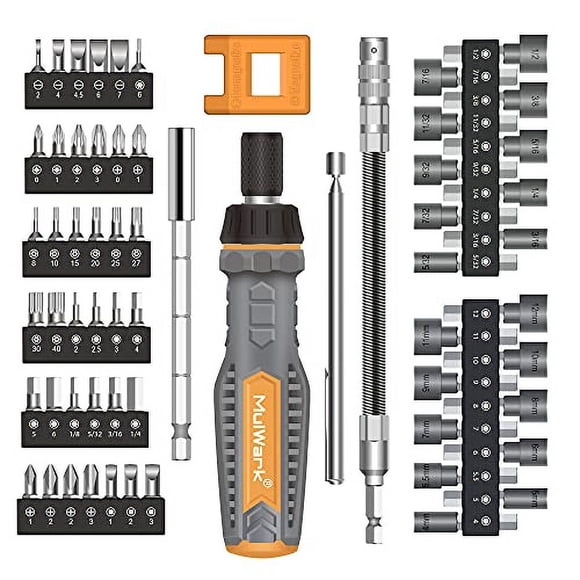 Juego de 63 Piezas de Brocas con Trinquete Magnético MULWARK