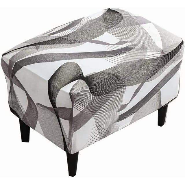 Housse Extensible pour Ottoman Rectangulaire Housse de Rangement pour Repose-Pieds Housses pour Tabouret avec Fond Élastique Antidérapant