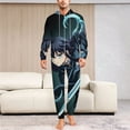 thumbnail image 6 of Demon Slayer Muichiro Tokito Women Men Pajamas Zipper Onesie Jumpsuit Hooded One Piece Sleepwear, 6 of 8