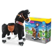 PonyCycle Kid-Powered Hores Ride-On Toy, No Battery, Smooth Wheels, Ages 4-7, Black, Ux426