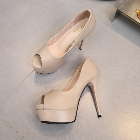 

Women‘s Platform Pumps Peep Open Toe High Stiletto Heel Slip On Bridal Wedding Dress Shoes