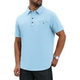 thumbnail image 4 of INSPIRE CHIC Men's Linen Chest Pocket Short Sleeve Casual Hawaiian Beach Polo Shirts S Light Blue, 4 of 6