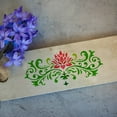 thumbnail image 6 of 1 pc Lotus Flowers Border Stencil with Paint Brush 5.9x11.8inch Lotus Flowers Template Plastic PET Flowers Vines Painting Stencil Plant Borders Template Plant Theme Stencil for DIY Crafts, 6 of 9
