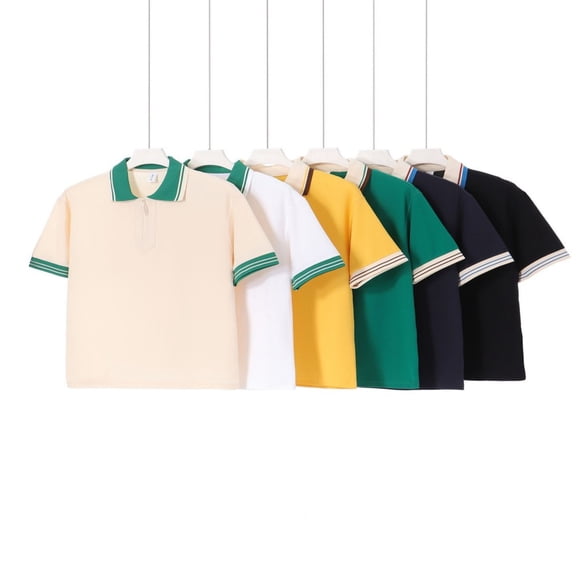 LYMAYTER Men's Casual Short Sleeve Loose Golf Shirts Quarter Zip Contrast Collar T-Shirt for S-3XL