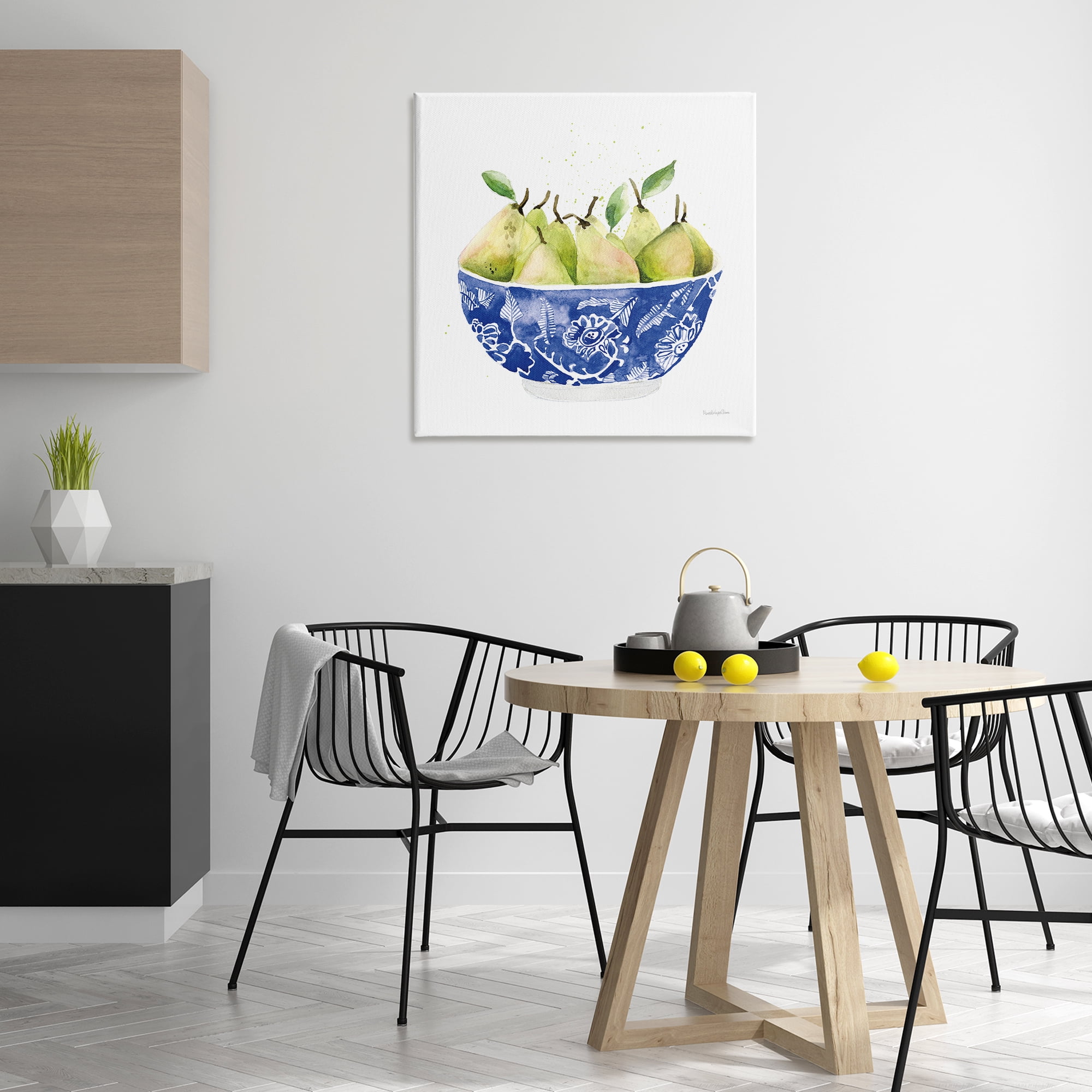 Stupell Industries Elegant Bowl of Pears Food & Beverage Painting Wrapped Canvas Art Print Wall Art, 30 x 30