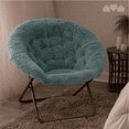 thumbnail image 4 of Milliard Faux Fur Folding Chair, Blue, 4 of 7