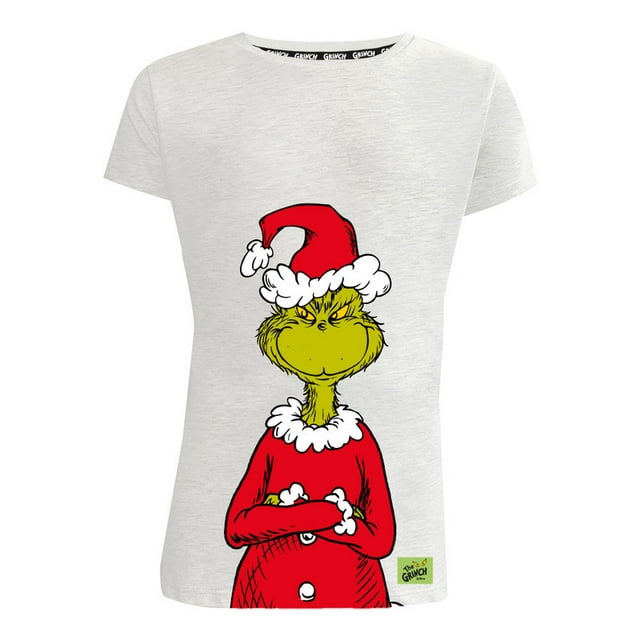 Playera el Grinch para Dama, con Estampados de el Grinch Navideño Gris Talla M