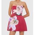 thumbnail image 2 of Women's 3D Flower Applique Mini Dress, Strapless A-Line Party, Prom and Cocktail Style, 2 of 3
