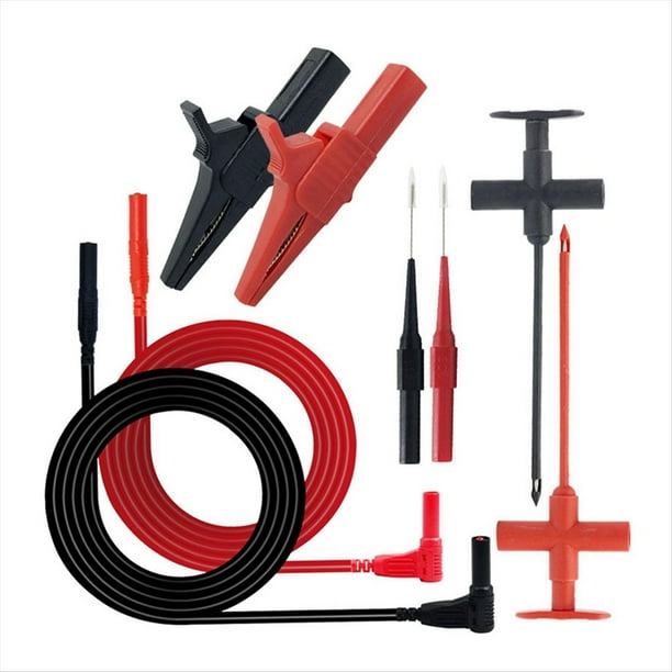 Kit de Cables de Prueba para Multímetro con Pinzas de Cocodrilo, Sonda de Punción y de Prueba para Perforar Cables. Pruebas Eléctricas Profesionales.
