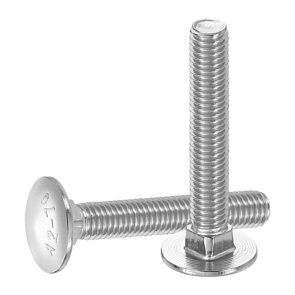 Uxcell 10Pack M8 x 50mm Stainless Steel Carriage Bolts Round Head Square Neck, Silver