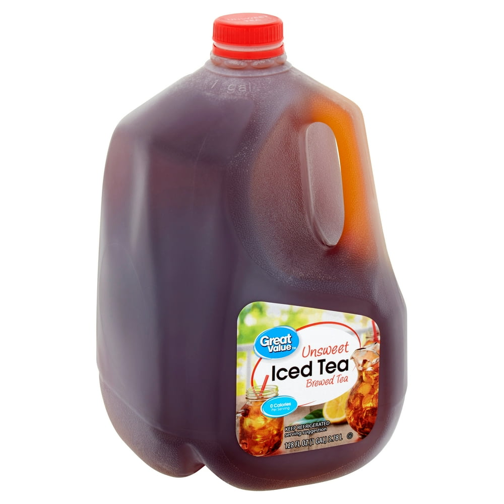 Great Value Unsweet Brewed Iced Tea, 128 Fl Oz Bottle