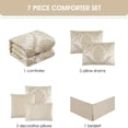 thumbnail image 3 of Nanshing Home 7 Piece Gold Comforter Set, California King, Elegant Jacquard Floral Bed in a Bag, Microfiber Bedding All Seasons with Pillow Shams, Decorative Pillows and Bed Skirt, 3 of 8