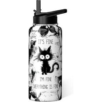 Cat Water Bottle 32oz Vacuum Insulated Funny Water Bottles Thermos with Straw Lid Cat Gifts for Cat Lovers Owners Cat Stuff Things for Women Men Cute Stainless Steel Travel Tumbler Cup