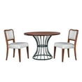 thumbnail image 4 of Euroco 3 Piece Dining Table Set for 2 ,42" Round Kitchen Table with 2 Upholstered Chairs and Heavy-Duty Iron Base,Compact Dining Set for Small Spaces, Kitchen, Living Room,Walnut, 4 of 7
